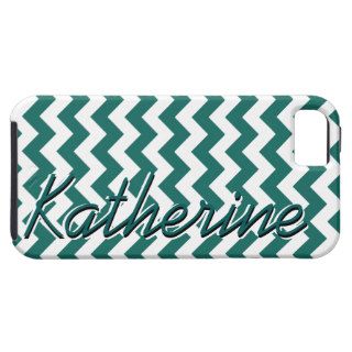 Teal and White Chevron Signature iPhone 5 Covers