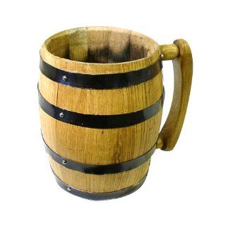 Oak Barrel Mug   1 Liter Raw Wood   No Finish Kitchen & Dining