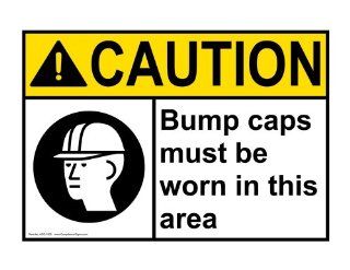 ANSI CAUTION Bump Caps Must Be Worn In This Area Sign ACE 1505 PPE  Business And Store Signs 
