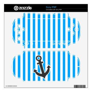 Cute Anchor on Sky Blue Vertical Stripes Decal For The Sony PSP