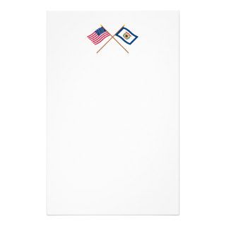Crossed US 35 star and West Virginia State Flags Stationery Design