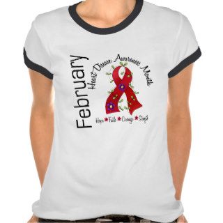 Heart Disease Awareness Month Flower Ribbon 1 T Shirts