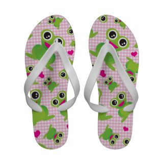 Girls frog pattern in vector flip flops