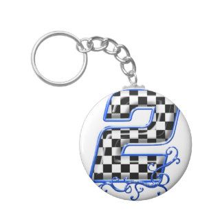blue racing number 2 key chain