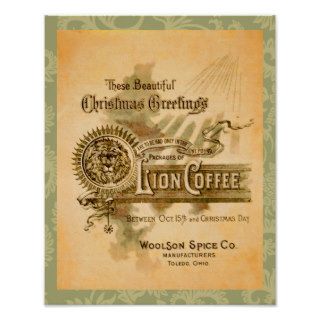 Vintage Coffee Christmas Label Print
