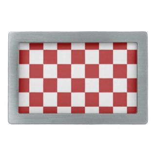 Checkered Red and White Belt Buckles