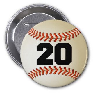 Number 20 Baseball Button