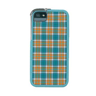 Turquoise and Orange Sporty Plaid iPhone 5/5S Case