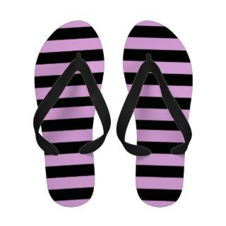 Pink And Black Stripes Flip Flops