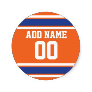 Orange Blue Sports Jersey with Name and Number Stickers