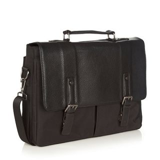 J by Jasper Conran Black embossed faux leather laptop satchel bag