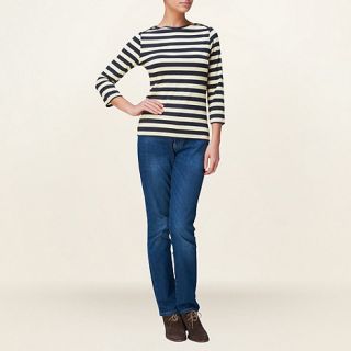 Phase Eight Navy And Gold Shimmer Stripe Boatneck Top