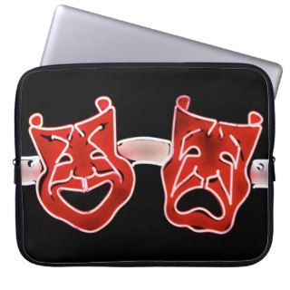 Red & White Neon Comedy & Tragedy Sign Laptop Sleeve
