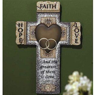 Abbey Press   Faith, Hope, & Love Marriage Wall Cross w/ Stone Look   Wall Sculptures