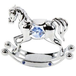 Christening Gift. Rocking Horse   Boys Blue With Swarovski Crystals   Collectible Figurines