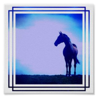 Blue Horse Design Poster Print