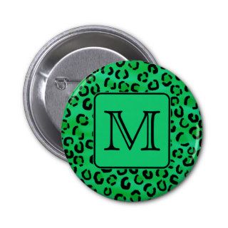 Green Leopard Print with Custom Monogram. Buttons