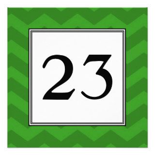 Green Chevron Stripes Party Table Number Card