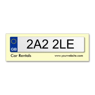 UK Number Plate   Pale Yellow Business Card Templates