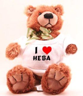 Plush Teddy Bear (Molasses) with I Love Heba (first name/surname/nickname) Toys & Games