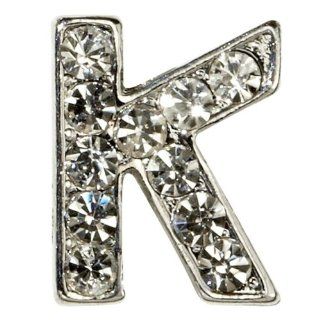 Sugar N Vine Ice Crystal Covered Alphabet Letter "K" Slide Charm   Works with Slider Style Buckle Charm Bracelets Jewelry