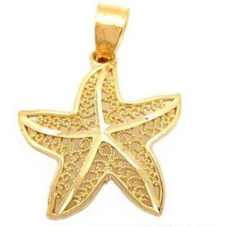 14k Gold Starfish Charm Sea Life Beach Jewelry 16.5mm Jewelry