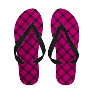 Neon Hot Pink Weaving Pattern Flip Flops