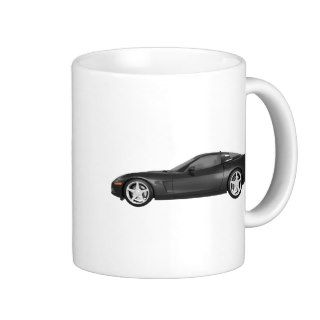 2008 Corvette Sports Car Black Finish Mugs
