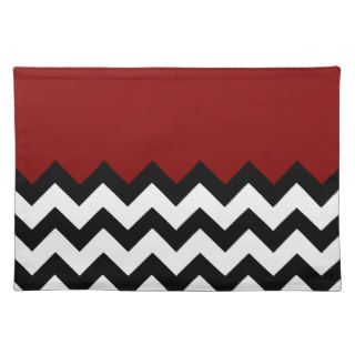 Dark Red Pattern On Large Zigzag Chevron Placemats