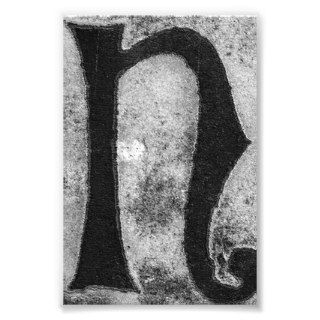 Alphabet Letter Photography N3 Black and White 4x6 Art Photo