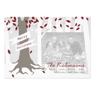 Snowy Forest Photo Christmas Card   Red