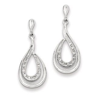 Sterling Silver Diamond Tear Drop Post Earrings Jewelry