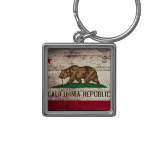 Old Wooden California Flag Keychains