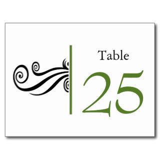 green contemporary table numbers postcards