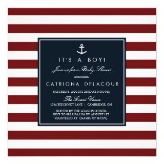 Navy and Red Nautical Baby Shower Invitation
