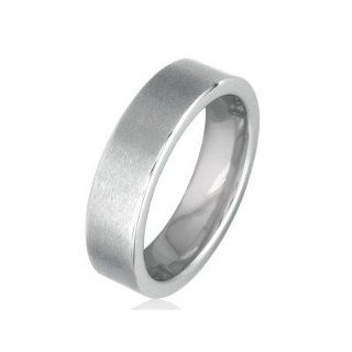 Comfort Fit Flat 6mm Brushed Tungsten Wedding Band, Available Ring Sizes 8 12.5, Ring Size 8 Jewelry