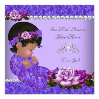 African American Princess Baby Shower Girl Rose Personalized Announcement