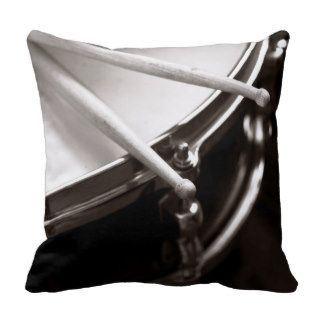 Drum Sticks on Snare Black and White Pillow