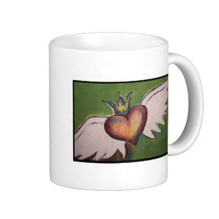 crowned winged heart mugs