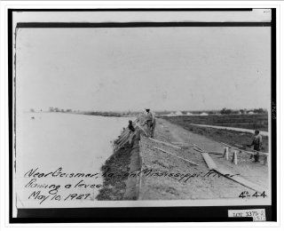 Historic Print (L) Near Geismar, La., on Mississippi River, raising a levee  