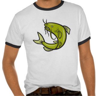 Catfish Fish Jumping Cartoon T Shirts