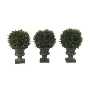 Nearly Natural 4761 Cedar Ball Topiary, 9 Inch, Green/Black, Set of 3   Artificial Topiaries