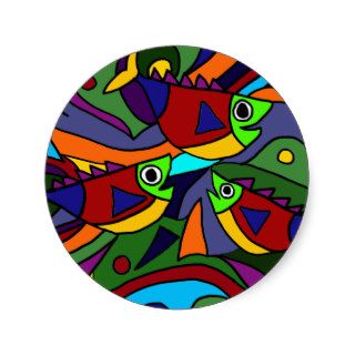 Colorful Fish Abstract Art Design Stickers