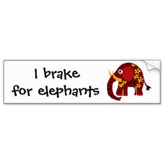 VW  Elephant and Daisies Primitive Art Bumper Stickers
