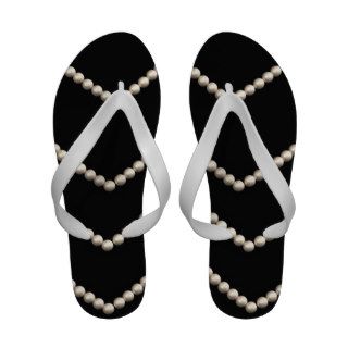 String of Pearls on Black Velvet Image Sandals