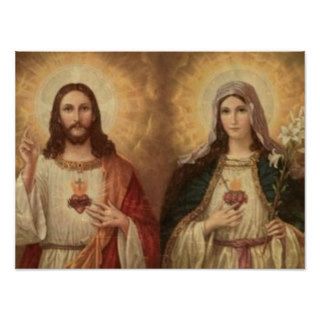Most sacred heart of holy Jesus and holy Mary Print