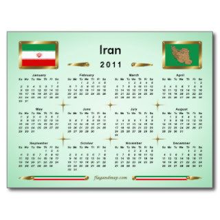 Iran 2011 Calendar Postcard