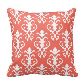 Decorative Coral Damask Pillow