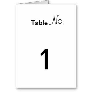 Table Number Greeting Cards