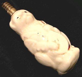 Early Milk Glass Figural Monkey Playing Guitar Christmas Light Bulb 